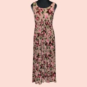 Sirenlily Rose storm stretch flowy fully lined midi with bow detail at back